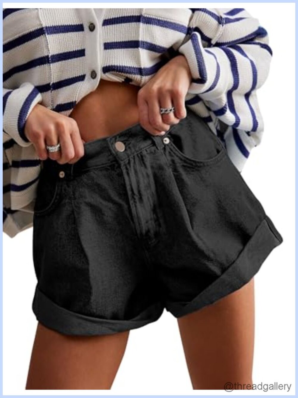High Waisted Stretch Denim Jean Shorts with Pockets Relaxed Fit